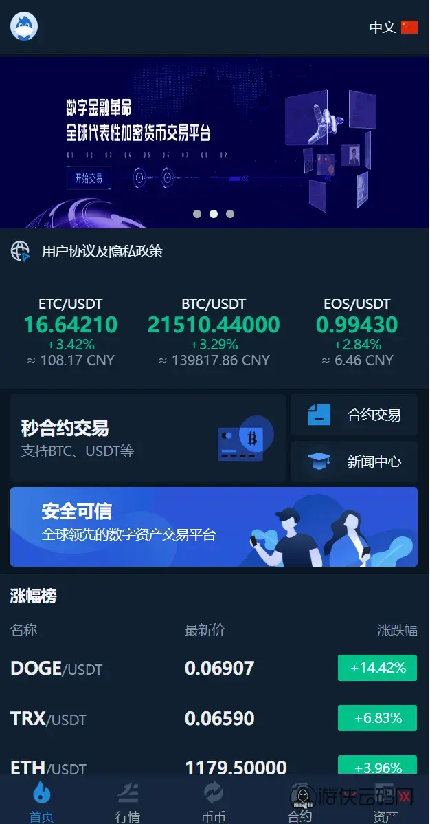 【多语言交易所系统】币币交易+秒合约交易所+PC端VUE+手机端uniapp
